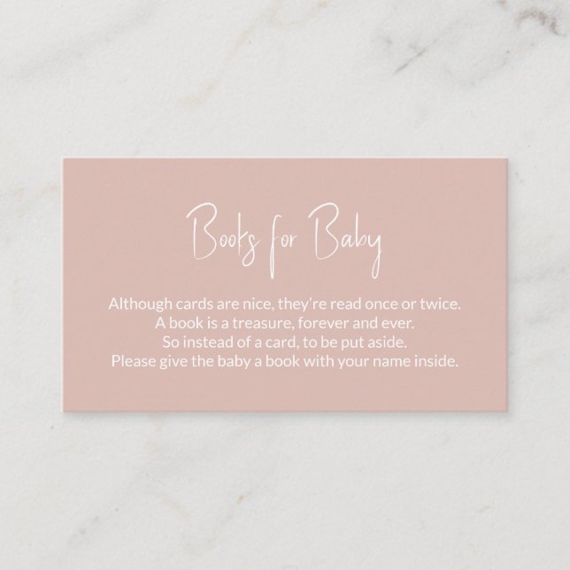 Carte D'accompagnement Livres pour bébé Baby shower rose demande de réser (Devant)