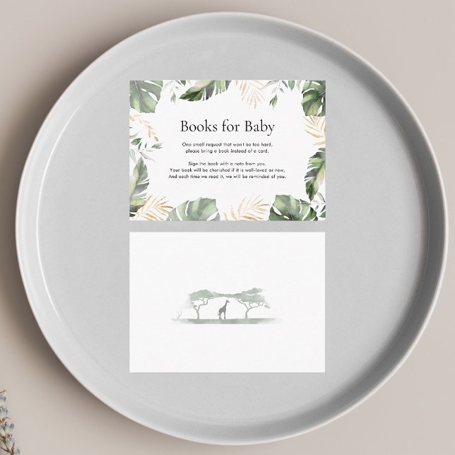 Carte D'accompagnement Livres pour bébé Baby shower Safari de Palm Tropic (Books Request Jungle Baby Shower Enclosure)