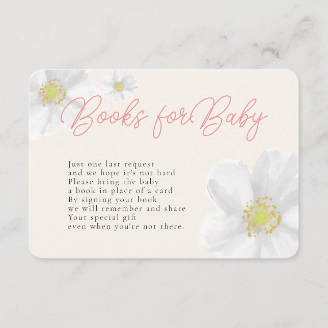 Carte D'accompagnement Livres pour bébé blanc marguerite aquarelle Floral (Devant)