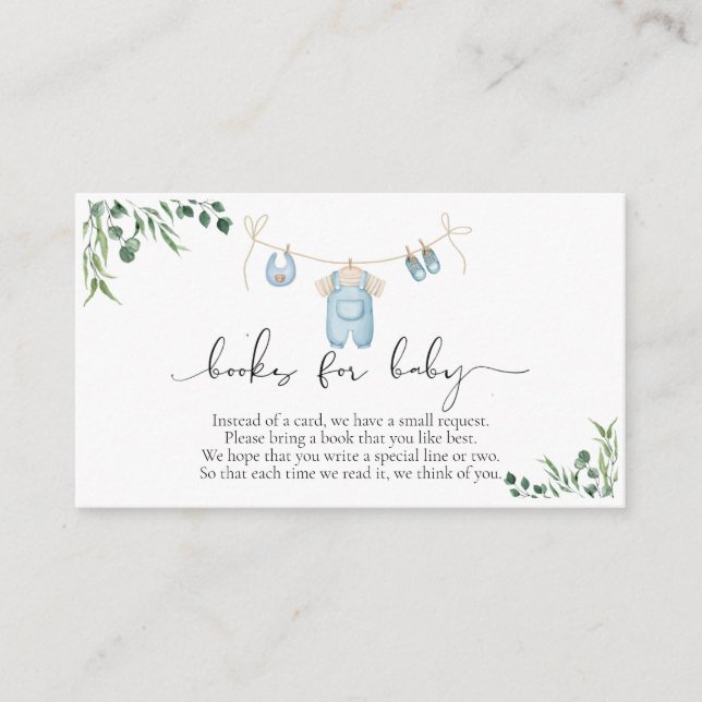 Carte D'accompagnement Livres Pour Bébé Blanchisserie Baby shower bleu ve (Devant)