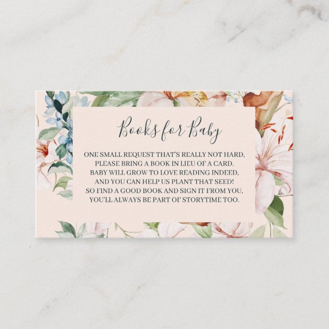 Carte D'accompagnement Livres pour bébé Boho Floral Baby Shower (Devant)