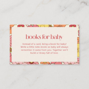 Carte D'accompagnement Livres pour bébé Boho Rétro Groovy Floral Rose Fil