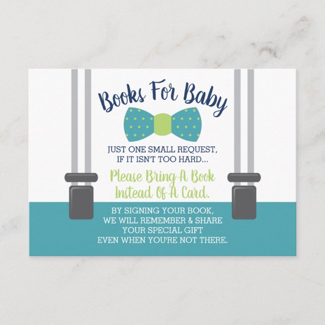 Carte D'accompagnement Livres pour bébé, Bow Cravate Baby shower (Devant)