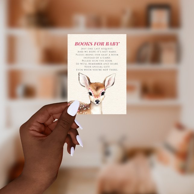 Carte D'accompagnement Livres Pour Bébé Cerf Baby shower Demande de réser (Créateur téléchargé)