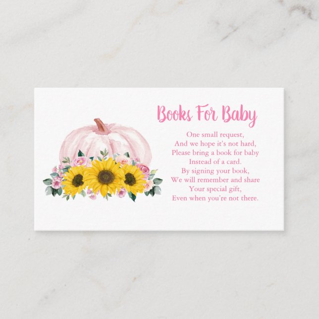 Carte D'accompagnement Livres Pour Bébé Citrouille Baby shower Tournesol  (Devant)