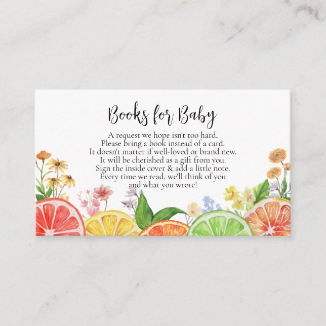 Carte D'accompagnement Livres Pour Bébé Citrus Little Cutie Baby shower (Devant)