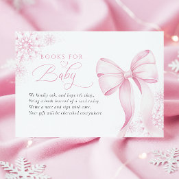 Carte D'accompagnement Livres pour Bébé de Baby Shower Rose Hiver