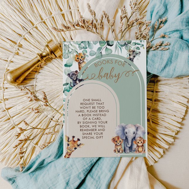 Carte D'accompagnement Livres pour bébé de Safari Boho Vert pour Baby Sho (Créateur téléchargé)