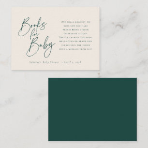 Carte D'accompagnement Livres pour bébé   Élégant Script Emerald Green