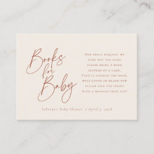 Carte D'accompagnement Livres pour bébé   Élégant Script Terra Cotta