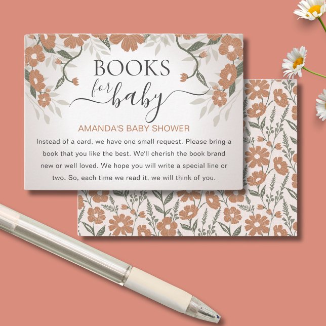 Carte D'accompagnement Livres pour bébé en fleur douche Sexe Neutre (Créateur téléchargé)