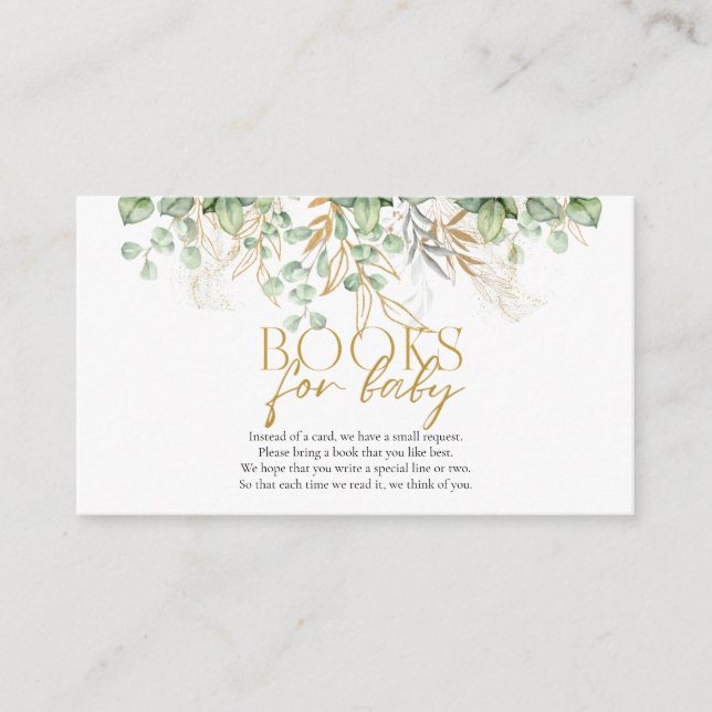Carte D'accompagnement Livres Pour Bébé Eucalyptus Baby shower de verdure (Devant)