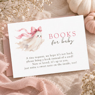 Carte D'accompagnement Livres pour bébé fille avec un petit nœud rose Boo