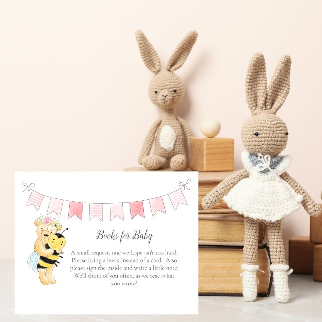 Carte D'accompagnement Livres pour bébé fille Teddy Bear et abeille (Créateur téléchargé)