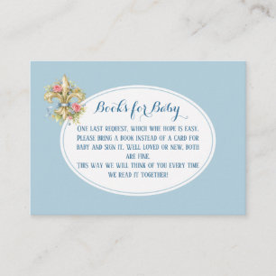 Carte D'accompagnement Livres pour bébé Fleur de Lys pour l'invitation de
