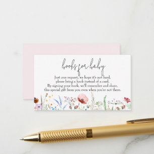 Carte D'accompagnement Livres pour bébé Fleur sauvage Baby shower fille