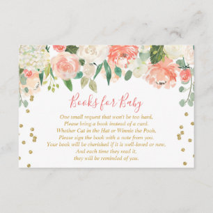 Carte D'accompagnement Livres pour bébé fleurs de pêches et de crème à l'