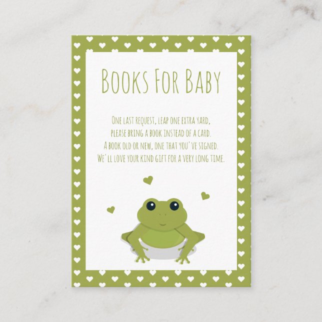 Carte D'accompagnement Livres pour bébé Green Frog Heart Demande (Devant)