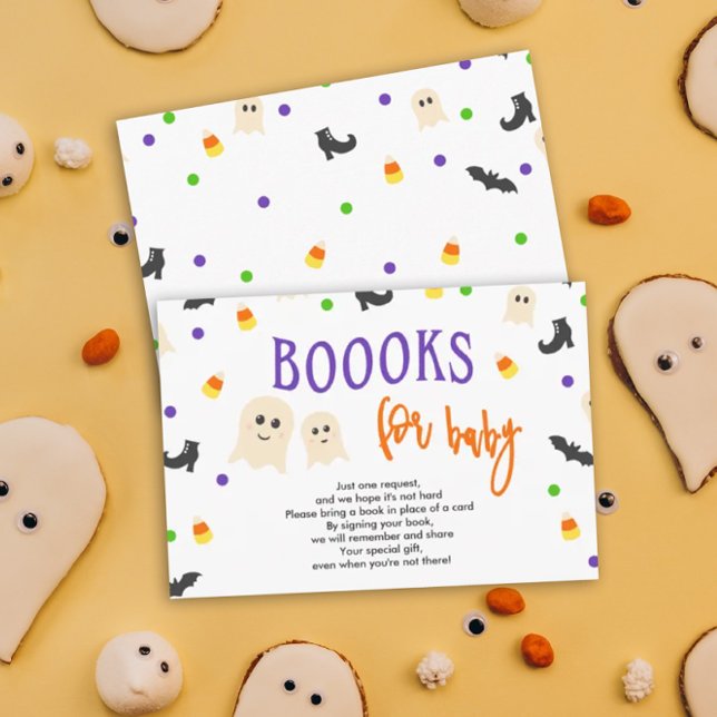 Carte D'accompagnement Livres pour bébé Halloween Douche bébé Demande de  (Halloween theme books for baby for an October baby shower.)