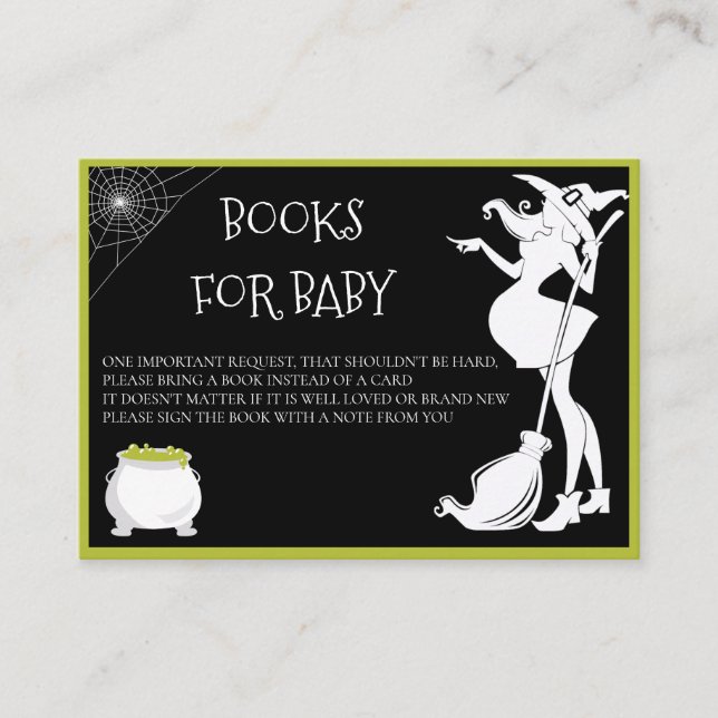 Carte D'accompagnement Livres pour bébé Halloween sorcière enceinte (Devant)