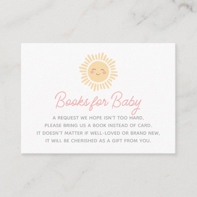 Carte D'accompagnement Livres pour bébé Little Sunshine Baby Shower (Devant)