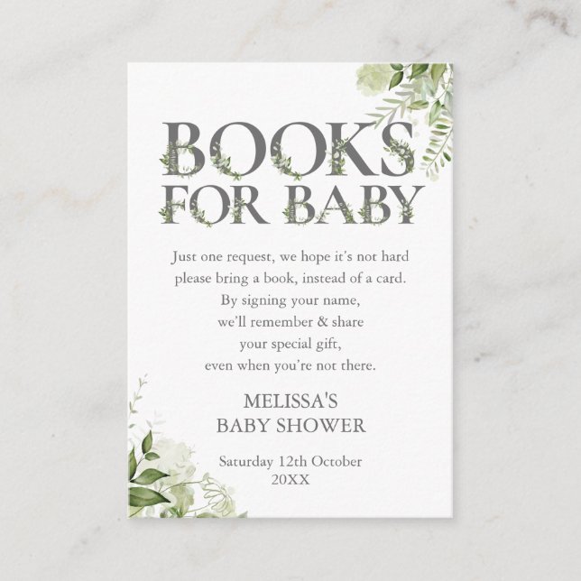 Carte D'accompagnement Livres Pour Bébé Livre Demande Baby shower (Devant)