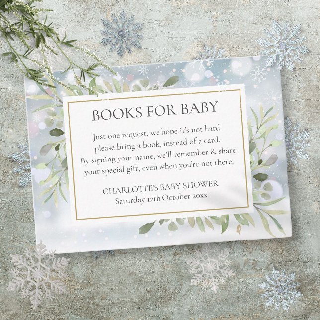 Carte D'accompagnement Livres Pour Bébé Livre Demander Baby shower d'hive (Books For Baby Book Request Winter Baby Shower Enclosure Card)