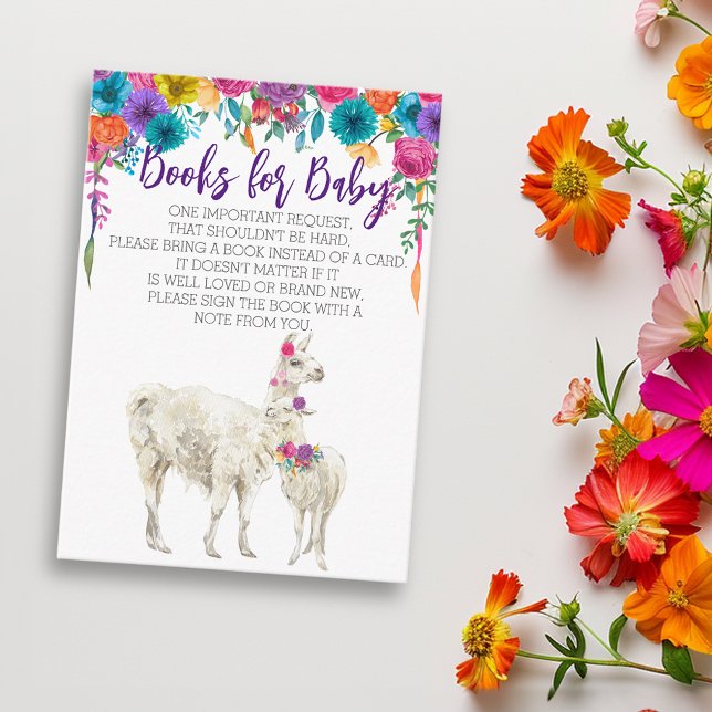 Carte D'accompagnement Livres pour bébé Llama Fiesta Flower (Créateur téléchargé)