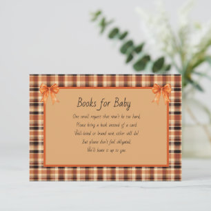 Carte D'accompagnement Livres pour bébé marron et carreaux orange