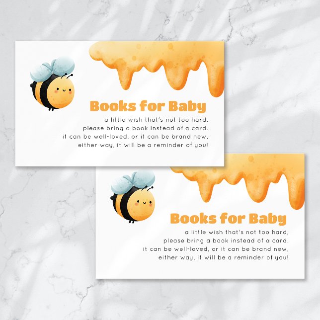 Carte D'accompagnement Livres pour bébé mignonne Baby shower d'abeille (Créateur téléchargé)
