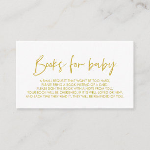 Carte D'accompagnement Livres pour bébé, minimal moderne or jaune
