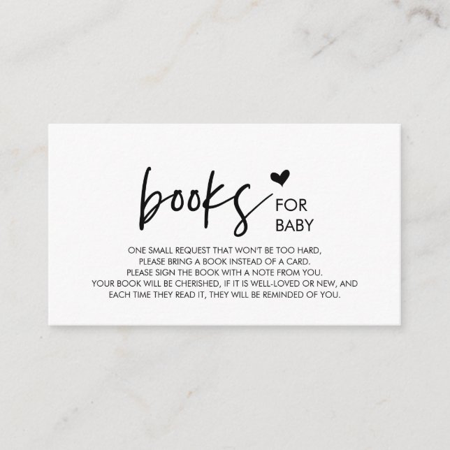 Carte D'accompagnement Livres pour bébé, minimalisme moderne Police noire (Devant)