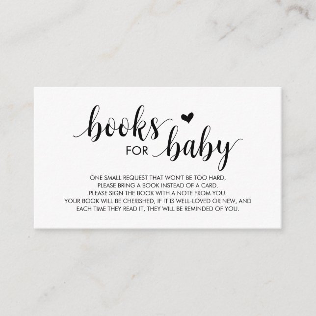 Carte D'accompagnement Livres pour bébé, Modern Cute Black Script (Devant)