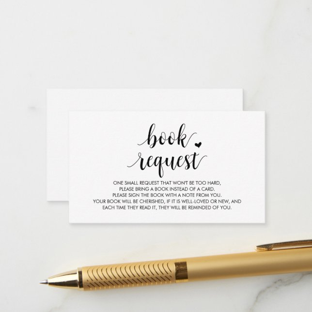 Carte D'accompagnement Livres pour bébé, Modern Cute Black Script Enclo (Devant/Arrière en situation)