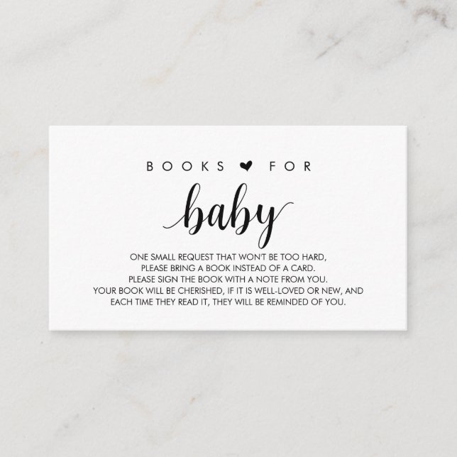 Carte D'accompagnement Livres pour bébé, Modern Cute Black Script Enclo (Devant)