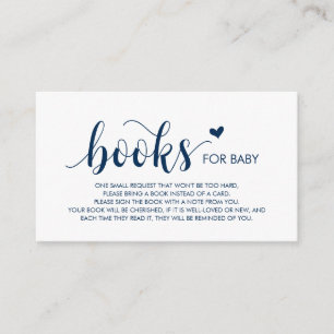 Carte D'accompagnement Livres pour bébé, Modern Rustic Navy Bleu Script