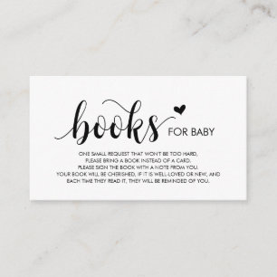 Carte D'accompagnement Livres pour bébé, moderne rustique noir Script