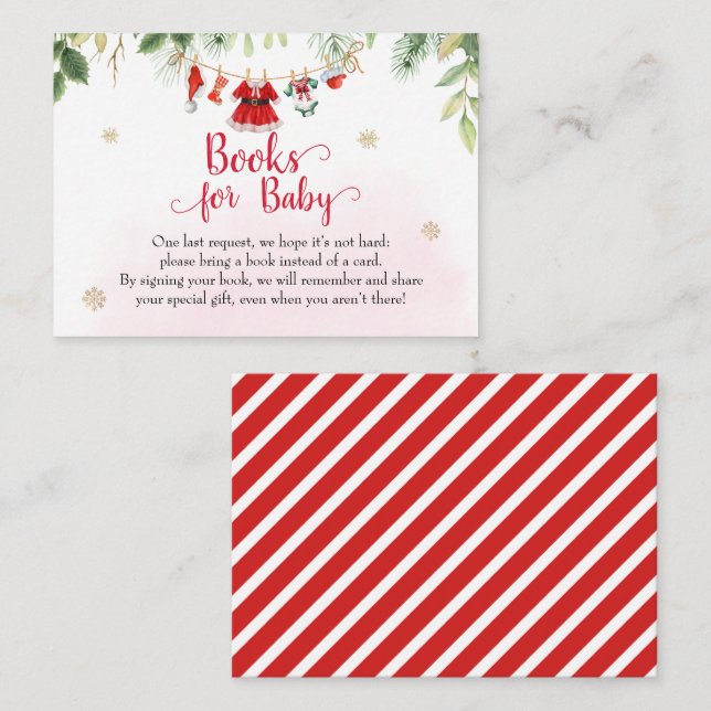 Carte D'accompagnement Livres pour bébé Noël Père Noël Baby Clothesline (Devant / Derrière)