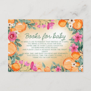 Carte D'accompagnement Livres pour bébé Oranges Fleurs roses petite chéri
