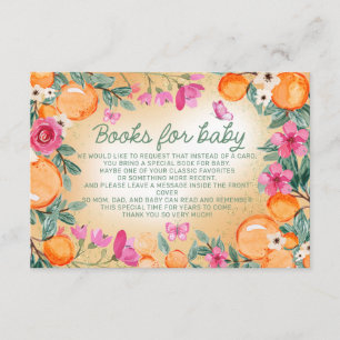 Carte D'accompagnement Livres pour bébé Oranges rose Fleurs Little Cutie