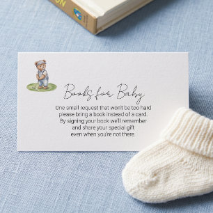 Carte D'accompagnement Livres pour bébé ours bleu mignon jouant au golf