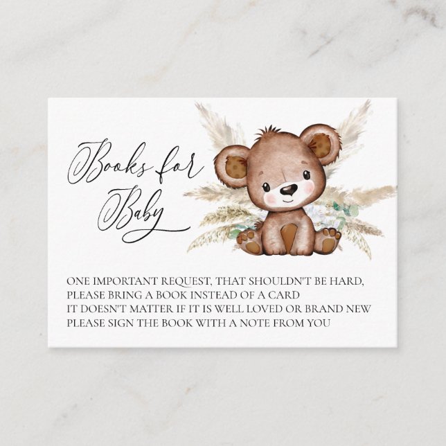Carte D'accompagnement Livres pour bébé ours Boho Pampas Bearly Wait (Devant)