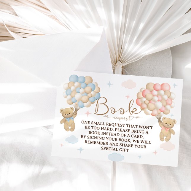 Carte D'accompagnement Livres Pour Bébé Ours Étoiles & Ballons Thème (Créateur téléchargé)
