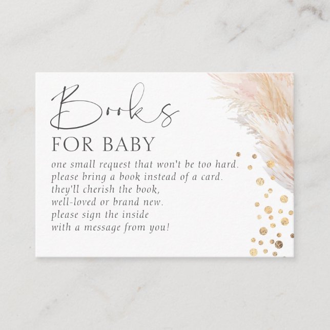 Carte D'accompagnement Livres Pour Bébé Pampas Baby shower Or Grass (Devant)