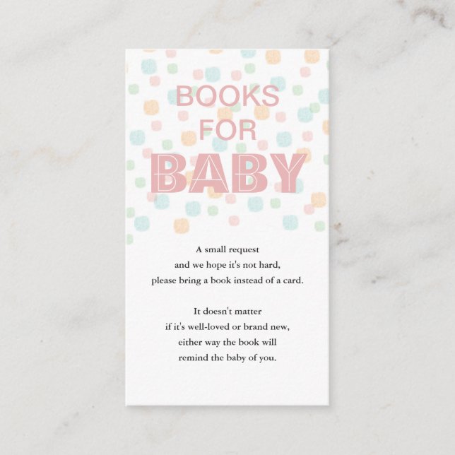 Carte D'accompagnement Livres Pour Bébé Pastel Baby shower Rose (Devant)