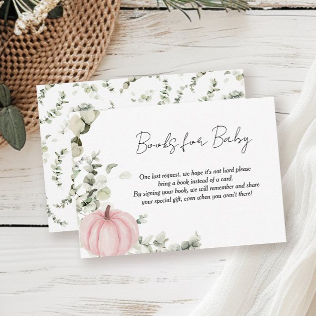 Carte D'accompagnement Livres pour bébé petit Citrouille Baby shower rose (Créateur téléchargé)