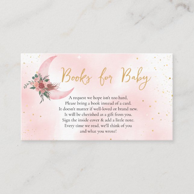 Carte D'accompagnement Livres pour bébé Pink Gold Nous sommes sur la Lune (Devant)