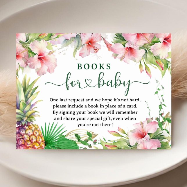 Carte D'accompagnement Livres pour bébé pour Baby Shower Tropical Luau (Créateur téléchargé)