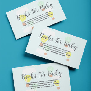 Carte D'accompagnement Livres pour bébé pour la baby shower Montgolfière