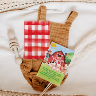 Carte D'accompagnement Livres pour bébé Red Green Farm Animals Baby Showe